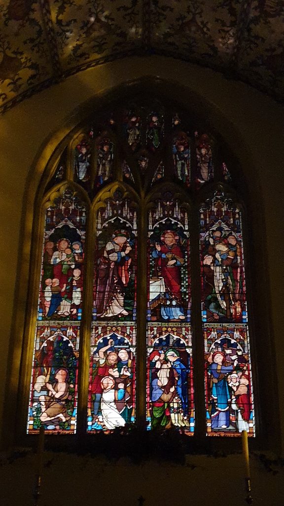 East Window illuminated from interior